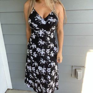 Michael Kors Black and White Midi/Long Length Floral Summer Dress